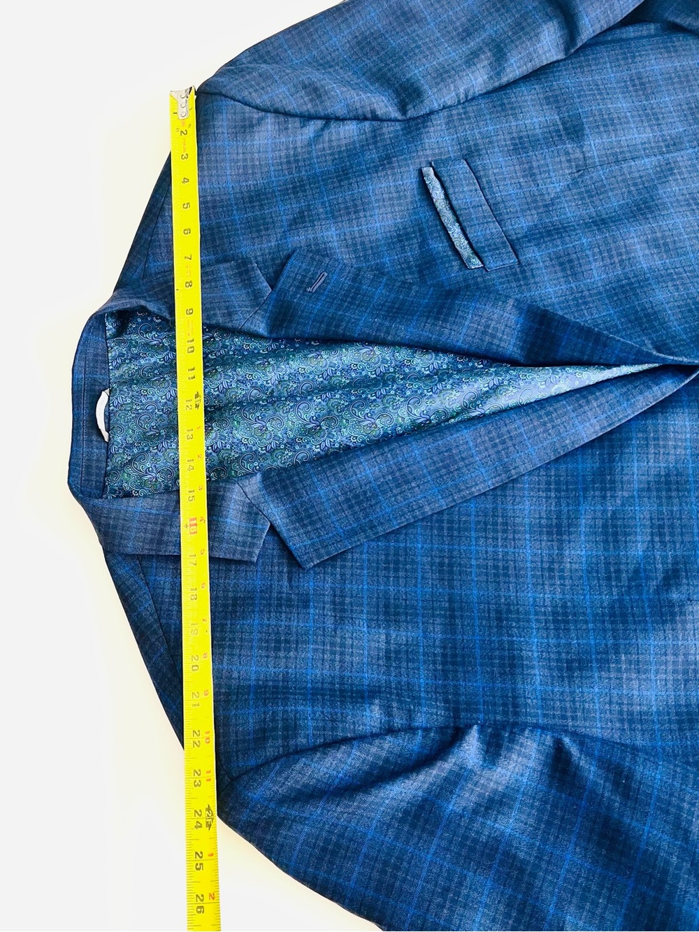5XLarge Stretch Oak Hill Blue Plaid Men's Blazer - Classic Tailored Style - Picture 6 of 11